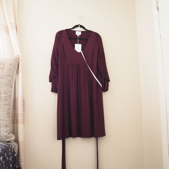NWT Seraphine Luxe Eudora Plum Maternity Nursing Long Sleeve Evening Dress sz 12 - Picture 4 of 8